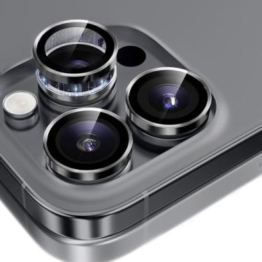 Imagem de GolbinBox Protetor de lente de câmera para iPhone 17 Pro Max/17 Pro/16 Pro Max/16 Pro, ajuste invisível 1:1, vidro temperado 9H, ultra HD, capa individual, compatível com capas, preta