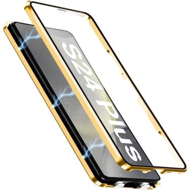 Imagem de [Material de metal] Capa para Samsung Galaxy S24 Plus, capa de celular externa com proteção contra quedas de grau militar com tela de vidro integrada e protetor de lente da câmera, capa de metal para