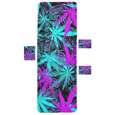 Imagem de Folhas de Cannabis Azul Roxo Preto Chaise Lounge Cadeira Toalhas Cobertura Piscina Lounge Praia Cadeira de Praia Espreguiçadeira 85 x 76 centímetros