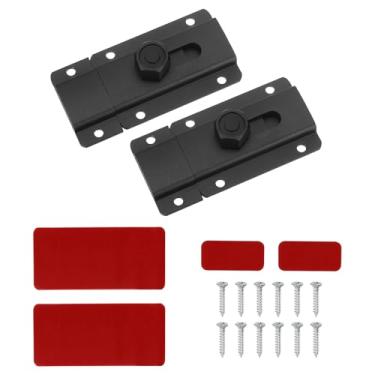 Imagem de PATIKIL Trava de ferrolho de porta deslizante de 6 cm, 2 peças de fecho de cadeado de segurança de liga de alumínio com parafusos para janela de porta de banheiro de garagem de celeiro, preto