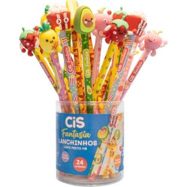 Imagem de Lapis Preto Redondo Decorado CIS Fantasia Lanchinhos 6MOD(S POTE-24 - 