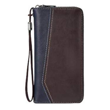 Imagem de Carteira masculina clássica marrom claro compacta de couro PU brilhante, design compacto marrom claro clássico com alça, couro PU brilhante e organização de vários cartões