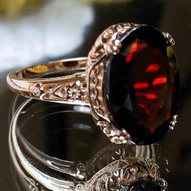 Imagem de Tamanhos 6 a 10, anel feminino vintage de zircônia cúbica vermelha, joia em tom de ouro rosa, acessório elegante para ocasiões especiais, Size 7, Cobre, Zircão