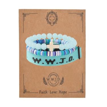 Imagem de MMIUAEG WWJD Conjunto de pulseiras de contas cruzadas What Would Jesus Do Pulseiras Feitas à Mão Boa Proteção Bênção Joias Cristãs Religiosas para Páscoa, Natal, Dia das Mães, Medium, Zinco, Sem Pedra