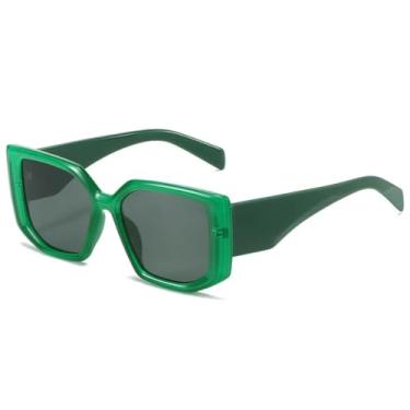 Imagem de HCPIHF Óculos de sol da moda femininos, armação vintage, armação de luxo, tamanho grande, UV400 (verde)