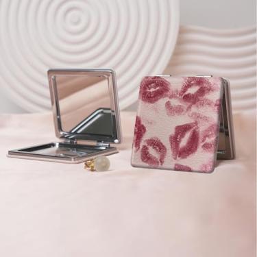 Imagem de Y2K Espelho de maquiagem portátil estilo milenar, mini espelho de maquiagem portátil dobrável, espelho de contorno quadrado compacto de dupla face, adequado para todos em várias ocasiões
