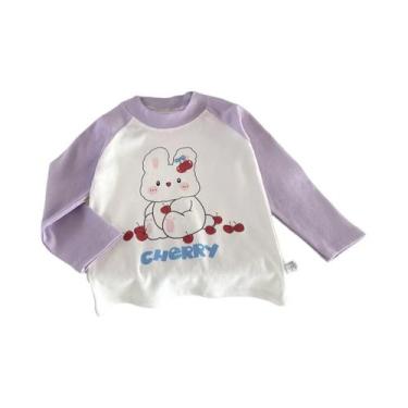 Imagem de Camiseta De Algodão Infantil De Manga Longa Com Estampa De Desenho Ani