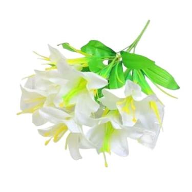 Imagem de Enfeites Decorativos com Lírios Artificiais para Casa, Flores Decorativas para Mesa, Restaurantes e Ambientes Internos(Branco)