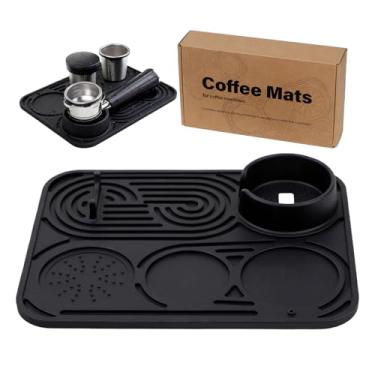 Imagem de Tapete de café de silicone para máquinas de café, almofada de bancada antiderrapante resistente ao calor, tapete de secagem de cozinha preto
