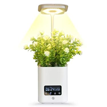 Imagem de Vaso para Plantas de Interior Jardim com Luz Crescimento LED Mesa Lâmpada Kit Hidropônica Automática Vasos Auto Regantes Alto-Falantes Duos Pequenas Ervas