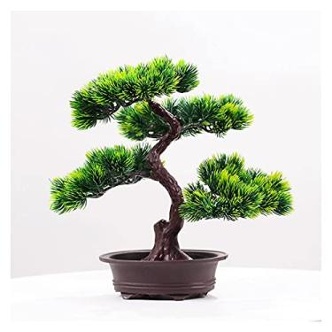 Imagem de Plantas artificiais de 25,4 cm, bonsai pinheiro, bonsai de simulação realista decorativo, para jardim, varanda, piso, decoração de plantas falsas, bonsai, pinheiro