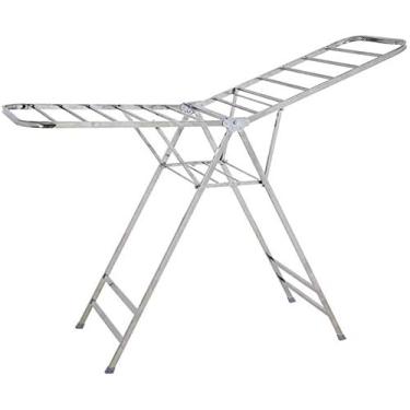 Imagem de 3FLQOOPP Secador de ar de roupas elétrico, aquecido, dobrável, arejador de roupas, aço inoxidável, dobrável, arejador de lavanderia, resistente, para uso interno e externo, aço inoxidável, simples