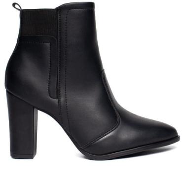 Imagem de Bota Feminina Beira Rio Cano Curto Salto Alto Preto, Preto, 35
