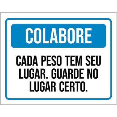 Imagem de Placa Academia - Colabore Cada Peso Tem Seu Lugar 36X46