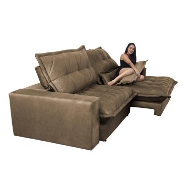 Imagem de Sofa Retrátil E Reclinável 2,52m Com Molas Ensacadas Cama Inbox Soft Tecido Suede Castor