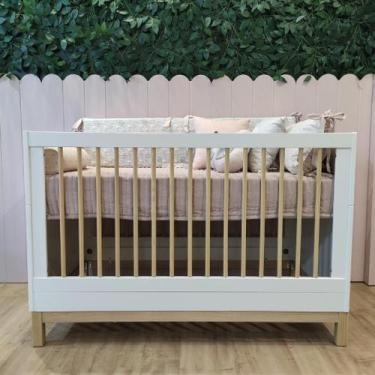 Imagem de Berço Americano 2 em 1 Cozy Branco com Carvalho Malva Quater