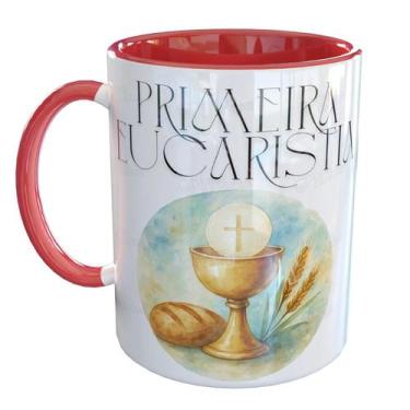 Imagem de Caneca Porcelana Comunhão Primeira Eucaristia - Pense Canecas, Vermelh