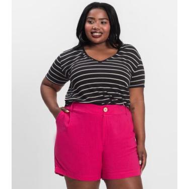 Imagem de Blusa Feminina Plus Size Gola V Secret Glam Preto, Plus G2, Preto