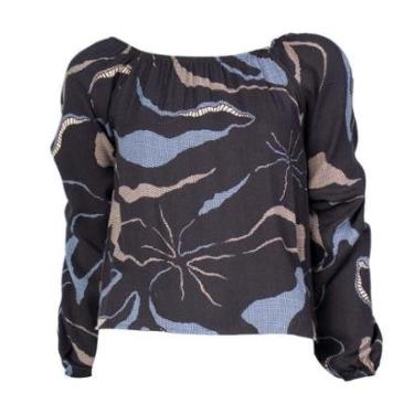 Imagem de Bata Feminina Habana Estampada Preta-Feminino