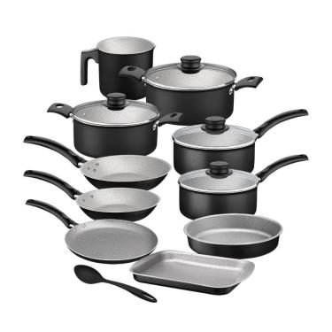 Imagem de Jogo De Panelas 11 Peças Turim Preta Antiaderente Tramontina