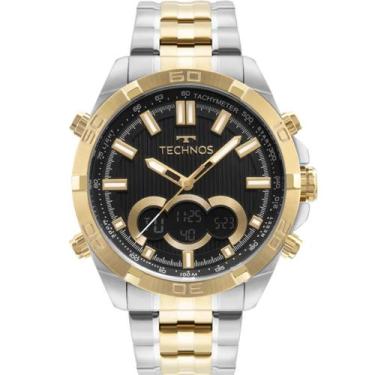 Imagem de Relógio technos masculino dourado/prata anadigi bjk629ad/1p