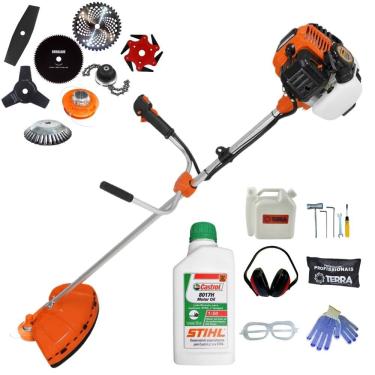 Imagem de Roçadeira Terra GR520-XP 52cc 2,5HP Com Carretel + Facas 2 Pontas, 3 Pontas, 6 Pontas, 40 Dentes Vídea, 80 Dentes, Trimmer, Escova + ÓLEO STIHL + EPI