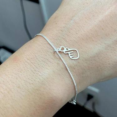 Imagem de Pulseira Feminina e Pingente Coração Dorama Prata 925 Maciça - Hakuna 