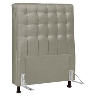 Imagem de Cabeceira Cama Box Solteiro Ciara 90cm Botonê com Frame Sintético Bege