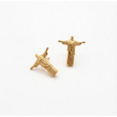 Imagem de Brinco Pequeno Cristo Redentor Delicado Folheado a Ouro 18k - Belami