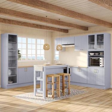 Imagem de Cozinha Modulada 12 Peças sem Tampo com Cristaleira e Ilha Marselha Ca