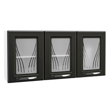 Imagem de Armário De Cozinha Aéreo Triplo Telasul Star New Branco/pto - OUTRAS M