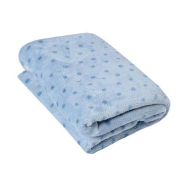 Imagem de Cobertor Bebê Microfibra Poá Azul 1,10CmX90Cm Papi
