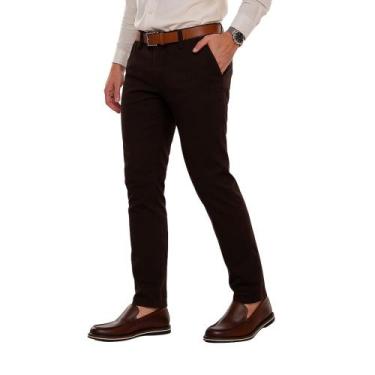 Imagem de Calça Esporte Fino Sarja Slim Medson, Café, 44, Masculino