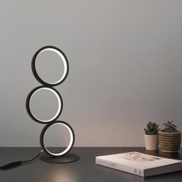 Imagem de Luminária De Mesa Em Forma De 3 Anéis Minimalista Coffee - LUXOR STORE