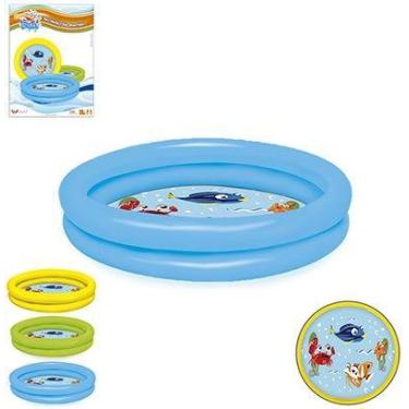 Imagem de Piscina Infantil Inflável 2 Anéis 61L Fundo Estampado Verde- Summer Fu