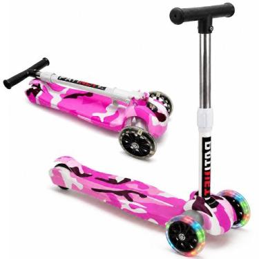 Imagem de Patinete Infantil Feminino Rosa com Luzes 3 Rodas até 10 anos - Toy Ki