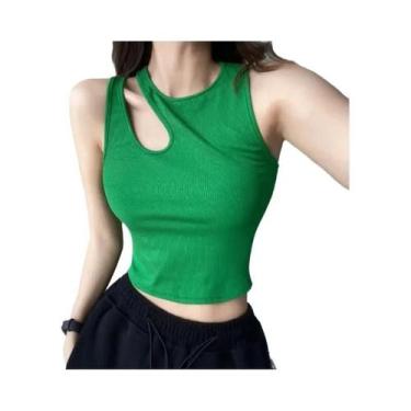 Imagem de Camisetas Cropped Femininas Sem Costura Com Bojo, Sensuais, Vazadas, E