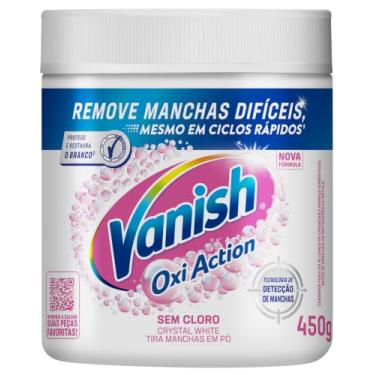 Imagem de Tira Manchas em Pó Vanish Oxi Action Crystal White Refil 450g para Roupas Brancas, Sem Cloro, com Percarbonato, Remove Manchas Difíceis e Deixa o Branco Até 5 Tons Mais Branco