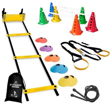 Imagem de Kit Treino Futebol Agilidade Funcional Escada Cone Trx Fita de Suspensão Corda