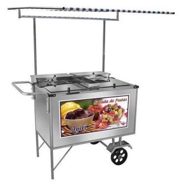 Imagem de Carrinho de Salada de Frutas e Açai Luxo com Rodas Maciças e Toldo - Cefaz