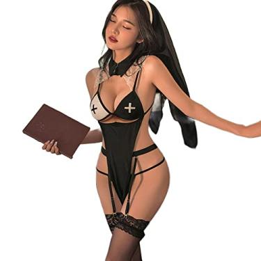 Imagem de Temptshow Women's Sexy Chinese Style Perspective Lingerie Cosplay Women's Embroidered Hanfu Dress (black1)