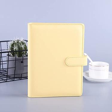 Imagem de A6/A5 PU couro DIY capa de caderno agenda agenda planejador capa papel papelaria escolar, amarelo, A6