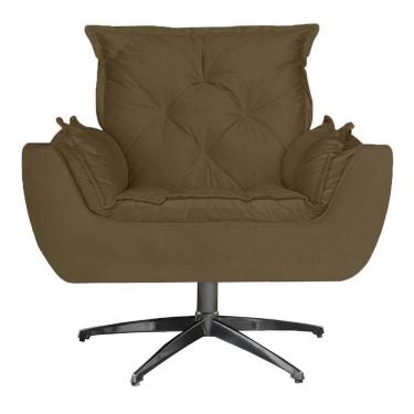 Imagem de Poltrona Decorativa Base Giratória Amamentação Suede Bege