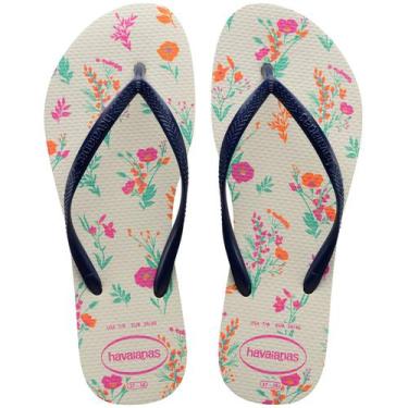 Imagem de Chinelo Feminino Havaianas Slim Romance Floral Branco Marinho