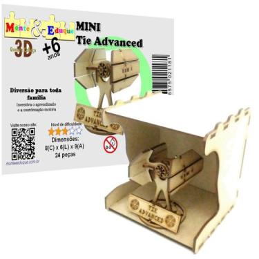 Imagem de Brinquedo Quebra Cabeça 3D Mini Nave Star Wars Tie Advanced - Monte &