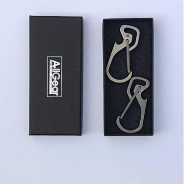 Imagem de AllGear – Pacote com 2 chaveiros de mosquetão de titânio, abridor de garrafa com várias ferramentas de liberação rápida