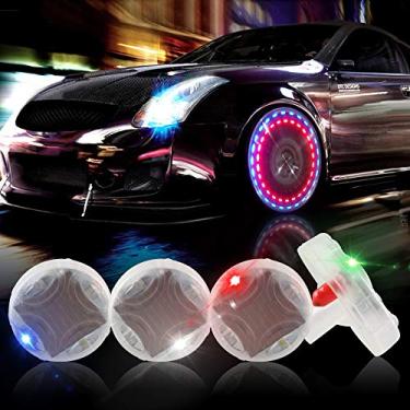 Imagem de KaiDengZhe – Luzes solares para pneu de carro com luzes de LED para roda de carro e válvula de ar com sensores de movimento e luz de LED colorida para uso de pneu para motocicletas de carro (pacote com 4)