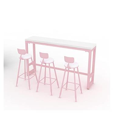 Imagem de KIZQYN Mesa de bar bar mesa leite loja de chá mármore mesa alta cadeira de bar mesa de jantar para casa mesa de bar de cafeteria, cadeiras não incluídas conjunto de mesa de pub (cor: 120 * 40 * 105cm)