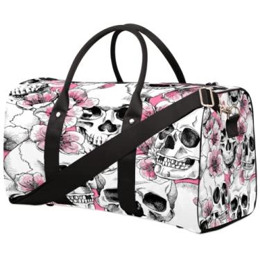 Imagem de Bolsa de viagem, bolsa de ginástica esportiva à prova d'água bolsa de fim de semana bolsa de viagem para pernoite bolsa esportiva para mulheres e homens, Caveira, One Size