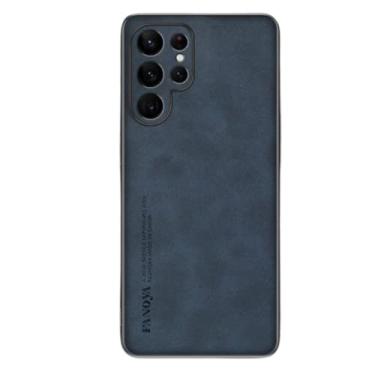 Imagem de OIOMAGPIE Capa de telefone de proteção de lente de couro macio para Samsung Galaxy Note 20 10 Ultra Pro S10 Plus X E 4G 5G, moldura de TPU para negócios anti-queda (azul, S10 Plus)
